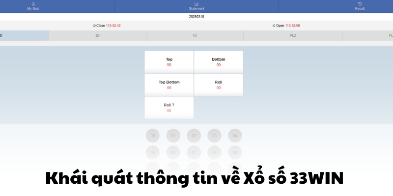 Khái quát thông tin về sảnh xổ số 33WIN 